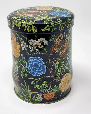 Floral & Butterfly Tea Tin Container W/lid By Daher Long Island NY - England • $16.95