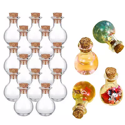 10pcs Small Mini Glass Bottles With Wooden Cork-Tiny Wishing Vials For Art Craft • $10.43
