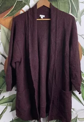 Cuyana M/L Open Cardigan Sweater Merino Wool And Yak Blend Burgundy Red • $28