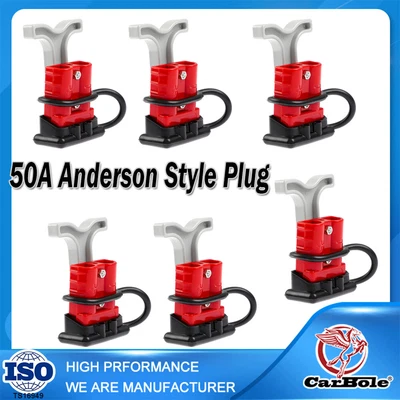$25.99 • Buy 6x Anderson Style Plug DC Power 50AMP Solar Caravan T Handle Dust Cap 6AWG-10AWG