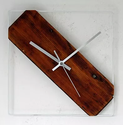 NEW 25cm Wooden Wall Clock Handmade Metal Vintage Country Farmhouse Mid Century • £29.99