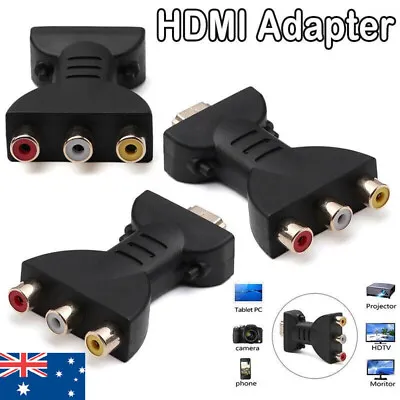 HDMI Male To 3 RCA Female Composite AV Audio Video Precise Converter Black AU • $11.16