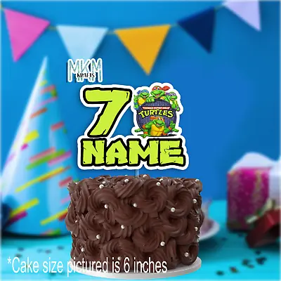 £9 • Buy TURTLES Personalised TMNT Cake Topper  HAPPY BIRTHDAY ANY NAME AGE FAST SERVICE
