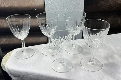 Vintage Crystal Wine Glass Set Of 5 Marked “France” • $27.99