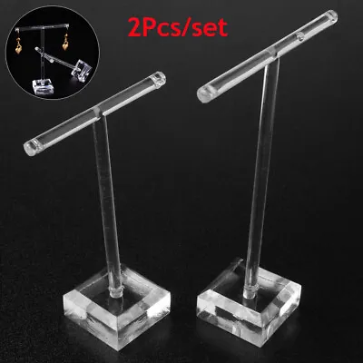 2Pcs Earring Stand Display Rack Ear Stud Holder Jewelry Organizer T-Bar Clear • $5.69