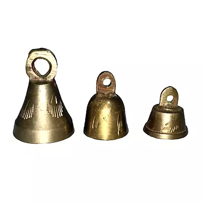 Lot Of 3 Vintage Miniature Indian Brass Bells • $14.99