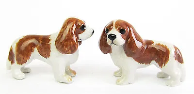 Cavalier King Charles Spaniel Set/2 Blenheim Miniature Porcelain Dog Figurine • $18.34