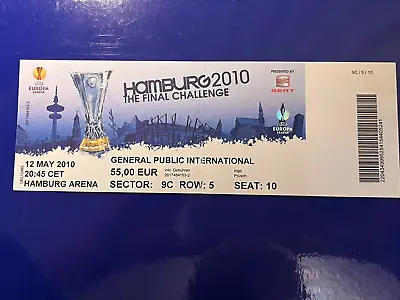 Atletico Madrid Fulham Uefa Europa League Final 2010 Football Ticket • $31.58