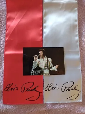 Elvis Presley Signature Red&blue Scarfs&aloha From Hawaii Concert Photo Lot 3 Ac • $45