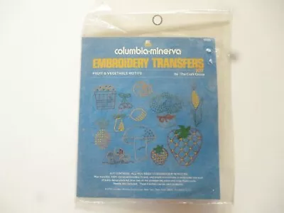 Vintage 1974 Columbia Minerva Embroidery Transfers Kit Fruit & Veg Motifs #6556 • $4.99