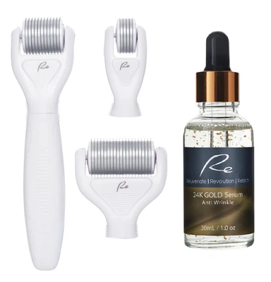 $79.95 • Buy Micro-Needle Face&Body DERMA ROLLER 3 PIECE SET&24K Gold Anti-Wrinkle Serum 30ml