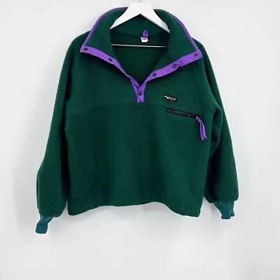 American Vintage 90s Fleece Snap T Pullover Size Medium Green And Purple • $16.95