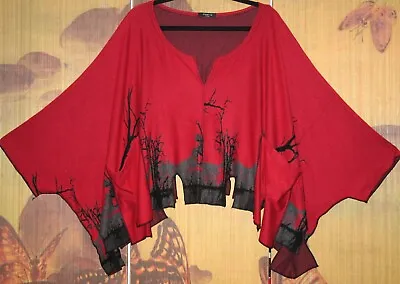 COVER UP O/S Striking Red Layering Top 100 CH Plus Sz Coverup Throwover WIDE FIT • £52.90