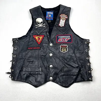 Vintage Tribe America Motorcycle Club Vest Mens 48 XL Hells Angeles Patches USA • $139.94