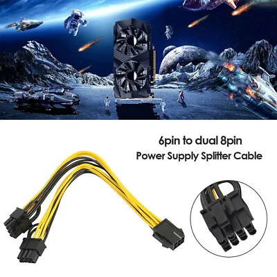 £2.99 • Buy 22CM For PC 6 Pin To Dual 8Pin(6+2) PCI-E Cable 18AWG Y Splitter Cabel Mining