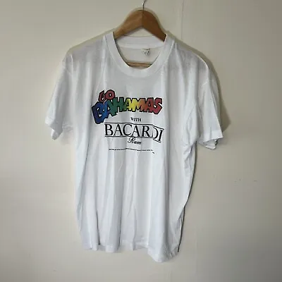 Vintage Graphic T Shirt XL Screen Stars Go Bahamas Bacardi Rum White • £24.95