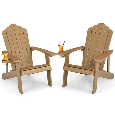 $229.50 • Buy Patio 2 PCS HIPS Adirondack Chair W/Cup Holder Weather Resistant Outdoor 380 LBS