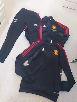 Men's Full Manchester United Black Training Tracksuit Top & Bottoms - Small • £39