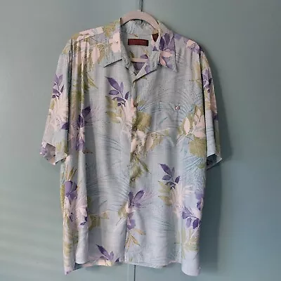 Tori Richard Honolulu Men’s XL Hawaiian Shirt Blue Print Tropical Floral USA • $18.99