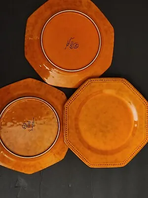 PV Italian Pottery  BURNT ORANGE  ~ Set Of 3 ~ Dinner Plates ~ • $54.97