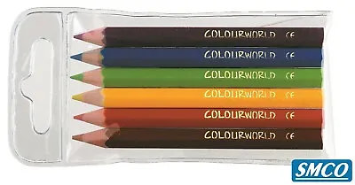 6 MINI COLOURING PENCILS Kids Adults HALF LENGTH Party Bag Filler ASSORTED COL • £4.19