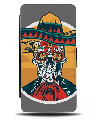 Day Of The Dead Mexican Sugar Skull Flip Wallet Case Sombrero Mexico J742  • £19.99