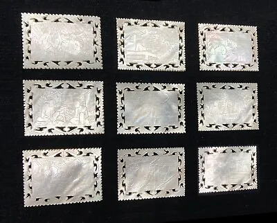 Chinese Qing Dynasty Rare Mother Of Pearl Gaming Counters Rare Set Of 9. • $100