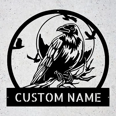 Personalized Raven Bird Metal Wall Art Sign Custom Home Decor Steel Signs • $69.95