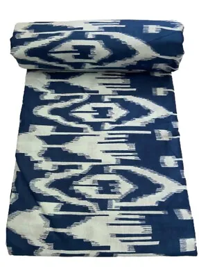 Indian Hand Block Print Pure Fabric Cotton Ikat Print Shot 44  Wide By Yard Art • £18.99