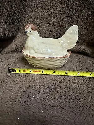Vintage Hen On Nest Cream Brown Pottery  • $25