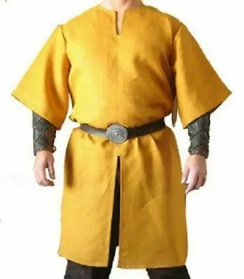YUP Medieval Peasant Tunic Yellow Renaissance Clothing Viking Garb Shirt Theater • $45.42