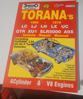 $65 • Buy Torana LC LJ LH LX UC GTR SLR5000 A9X Workshop Vehicle Repair Manual 1969-1979