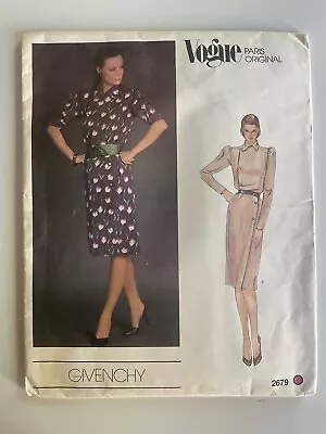 Vogue Paris Original Givenchy Dress 2679 Vintage Sewing Pattern Sz 10 • $9.50
