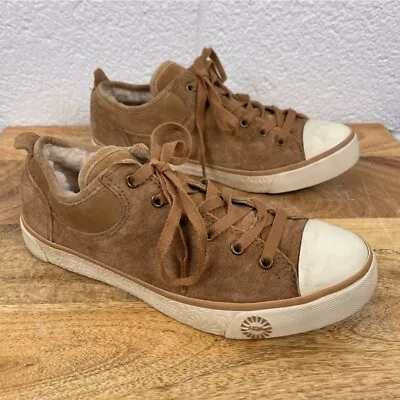 UGG Australia  Chestnut Suede Fur Lined Lace Sneakers Women’s 7  • $25