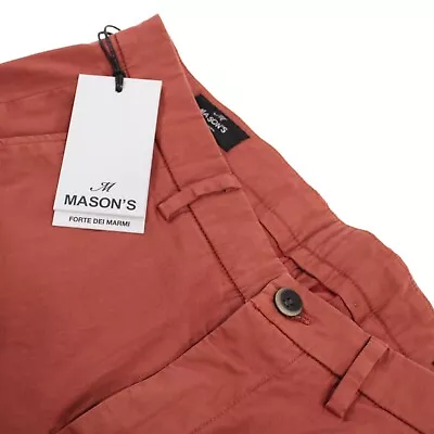 Mason's NWT Chinos / Casual Pants Sz 48 32 US Solid Reddish Orange Cotton Blend • $119.99