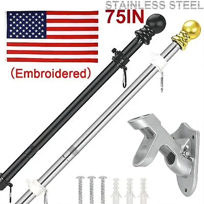 6FT Flag Pole Kit For OutsideAmerican Flag & Pole & Bracket Durable Rust Free • $18.59