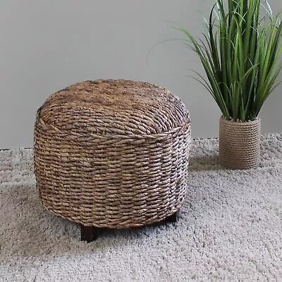 Arizona Abaca Round Cushioned Top Stool With Mahogany Feet - Salak Brown • $92.37