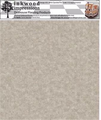 Dollhouse Flooring 6 Mil Peel Stick Vinyl 12 X12  White Speckled Tile 033 • $6