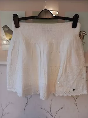 Gorgeous Womens / Girls Short Summer Skirt By Superdry White Cotton Broderie New • £12.95