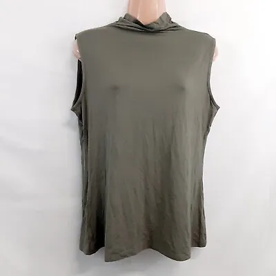 Bellatrix Top Blouse Shirt Women Size 1X/L Green Mock Neck Fitted Sleeveless • $21.23