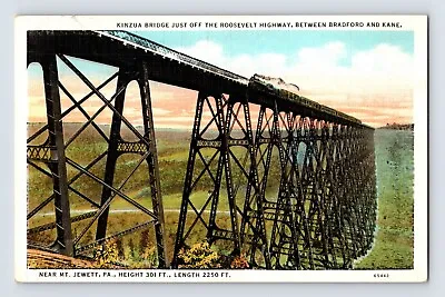 Postcard Pennsylvania Mt Jewett PA Kinzua BridgeTrain Railroad 1937 Posted • $6