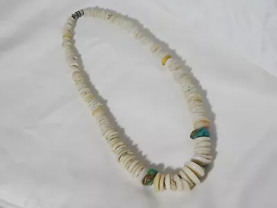 Vintage Puka Shell And Turquoise Necklace 16  • $49