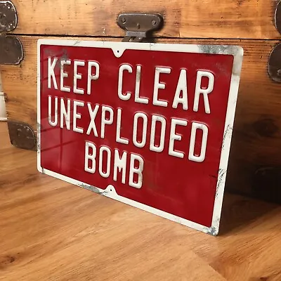 Man Cave Sign Metal Military Warning World War 2 Unexploded Bomb 305x200mm • £11.99