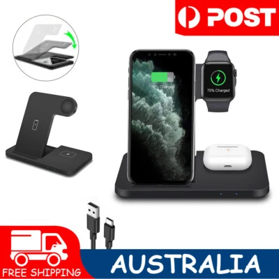 $12.89 • Buy 3 In 1 Wireless Charger Fast Wireless Charging Station For Samsung IPhone Watch