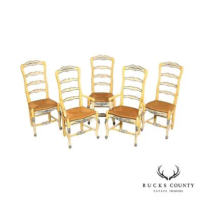 Habersham 'New Country' Set Of Five Rush Seat Dining Chairs • $1495