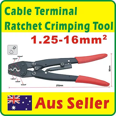 $35 • Buy 1.25-16mm² Cable Terminal Ratchet Crimp Crimping Plier Tool Anderson Plug