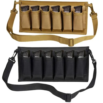 Tactical Pistol Double Stack Mag Holder Bag Strap 6 Slot 9mm Magazine Pouch Us • $11.95