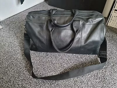 John Lewis Leather Holdall Duffel Bag Black 100% Leather • £69.99