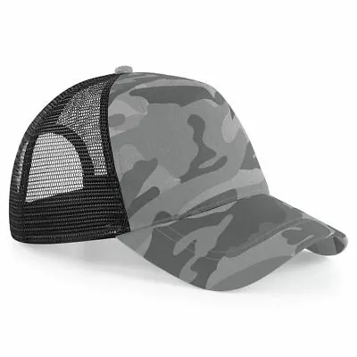 Beechfield Cap Camo Snapback Trucker Camouflage Urban Military Mesh Hat Adjuster • £8.99