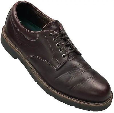 HS Trask Shoes Oxfords Mens 11 Brown Bison Plain Toe Leather Lace Up USA Made • $40.88